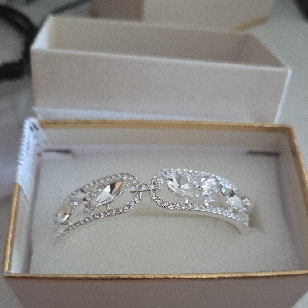 Anne Klein Silver Bracelet with Clear Accents